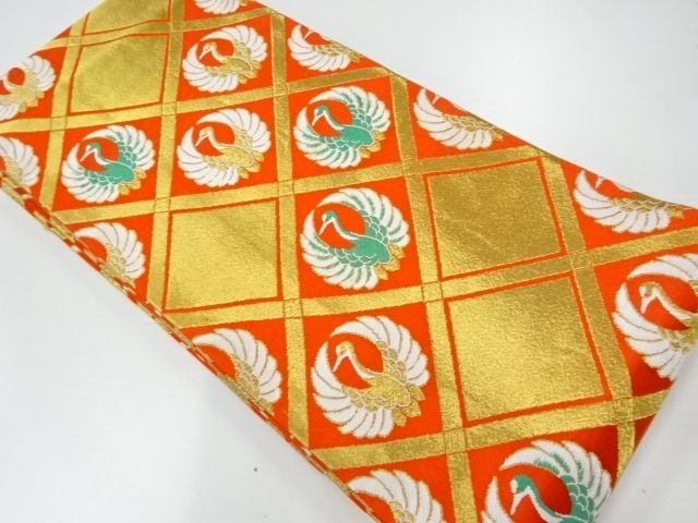 JAPANESE KIMONO / ANTIQUE OBI FOR KIDS / WOVEN CRANE